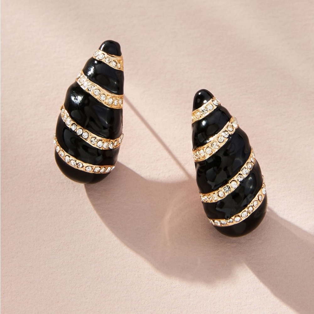 Anthropologie Black and Gold Sculptural Earrings